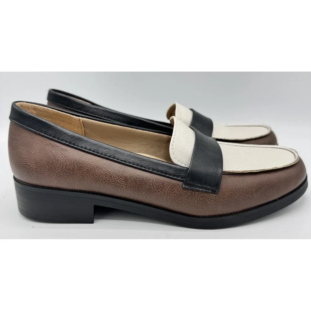 LifeStride Sonoma 2 Loafers Womens 6.5M Comfort Brown Black White Slip On